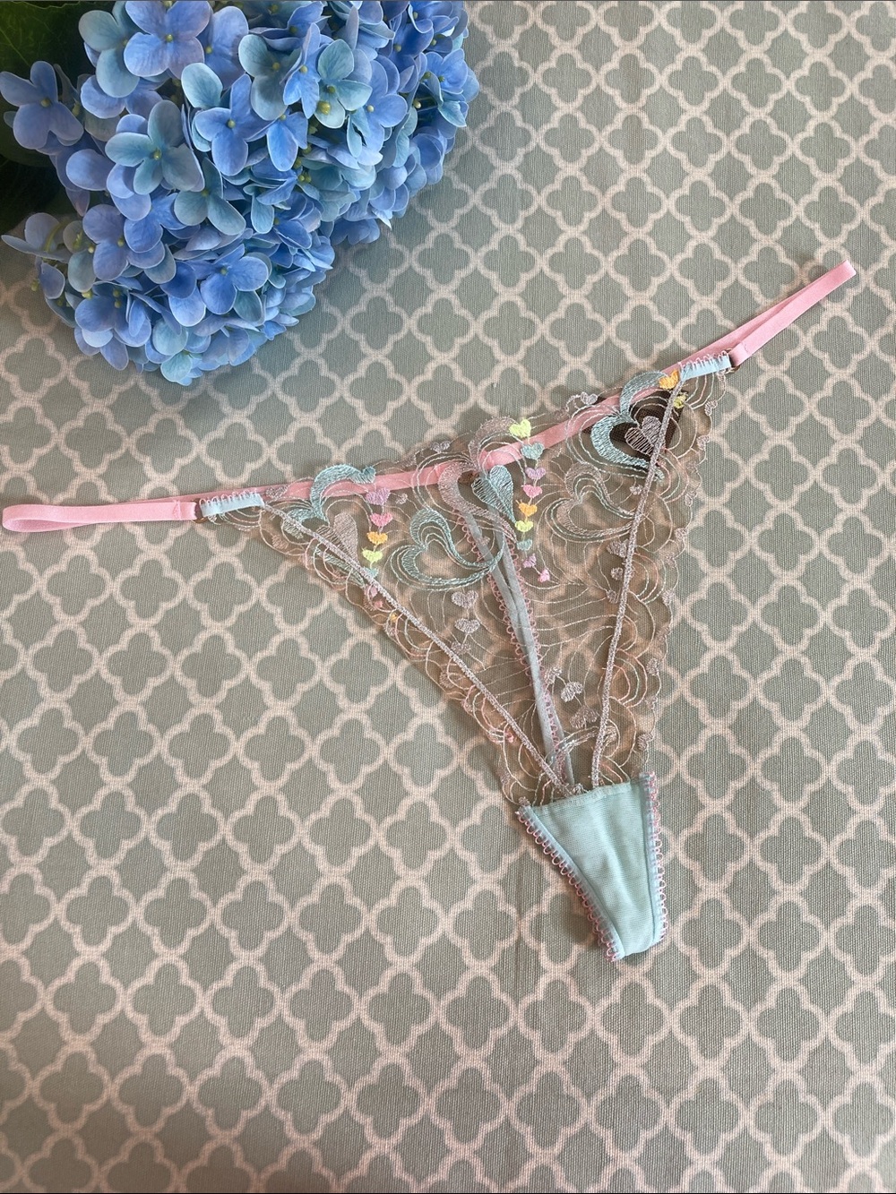 Honey Birdette Candy Aquamarine Thong XXL